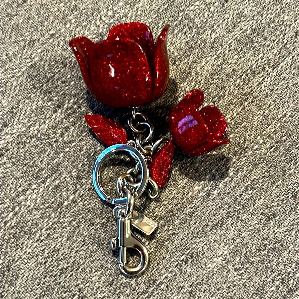 Coach Red Rose Keychain Bag Charm